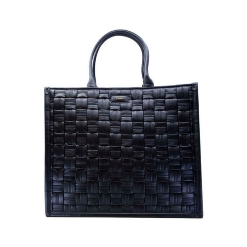 Pinko, Shopping Weave Bag Czarny, female, 1437.00PLN