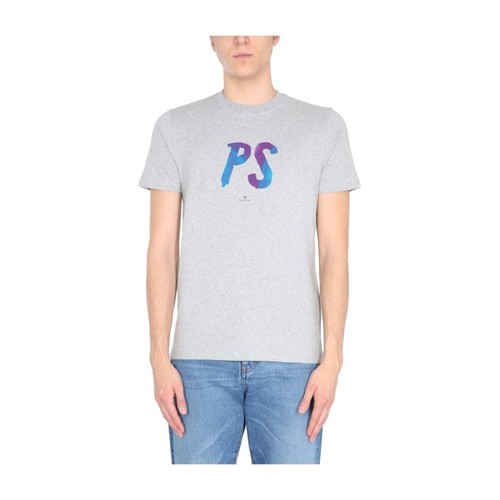 PS By Paul Smith, Crew Neck T-Shirt Szary, male, 240.00PLN