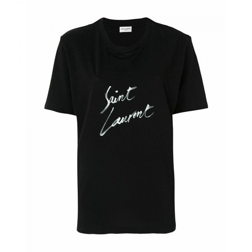 Saint Laurent, Logo T-shirt Czarny, female, 1168.00PLN