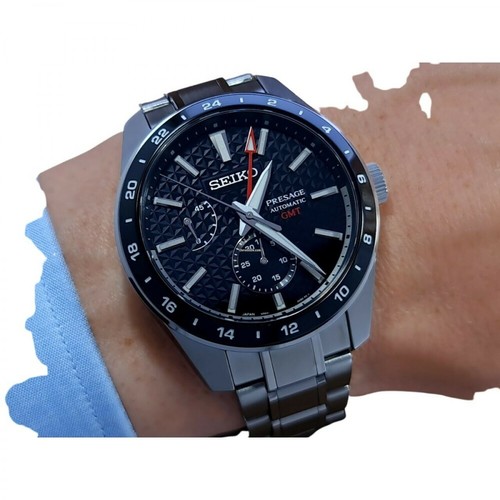 Seiko, Watch Seiko - Uomo - Spb221J1 - Presage 42mm GMT Black Dial; Steel Bracelet; Ceramic Bezel New 2021 Czarny, male, 6282.00PLN