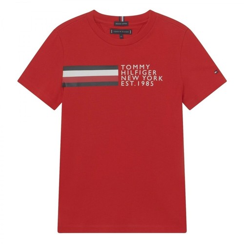 Tommy Hilfiger, Stripe Graphic T-Shirt Czerwony, male, 201.00PLN