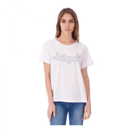 Trussardi, T-Shirt Boxy FIT Biały, female, 297.00PLN