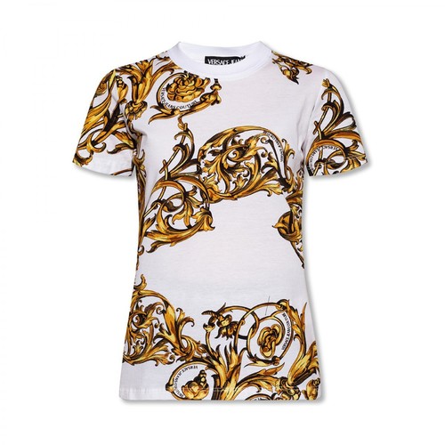 Versace Jeans Couture, Barocco-printed T-shirt Biały, female, 726.00PLN