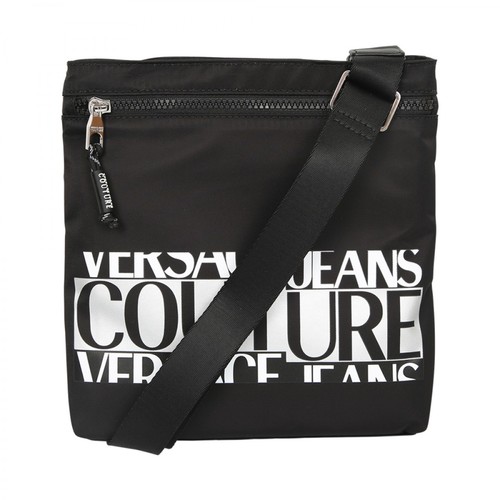 Versace Jeans Couture, Borsa Nylon Logo Nera Czarny, male, 347.00PLN