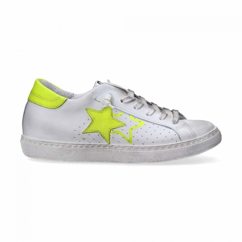 2Star, sneakers in pelle bianca giallo fluo - 3433-134 Biały, female, 684.00PLN