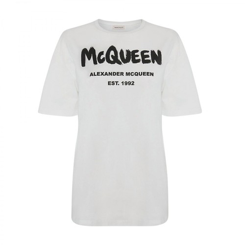 Alexander McQueen, Logo Graffiti T-shirt Biały, female, 984.00PLN