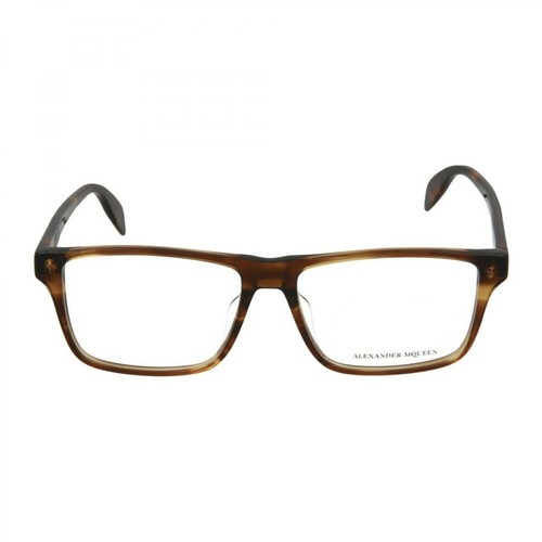 Alexander McQueen, Square Acetate Optical Glasses Brązowy, male, 1031.00PLN