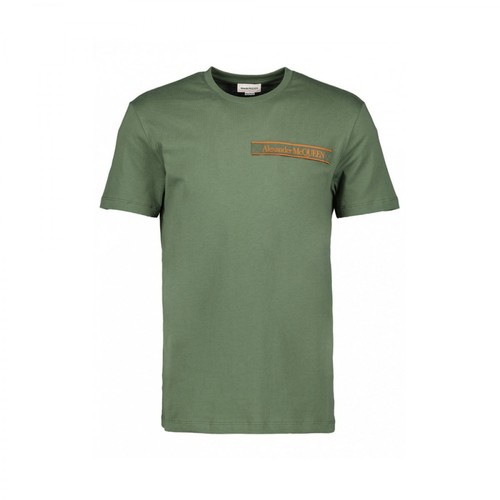 Alexander McQueen, T-shirt with logo band Zielony, male, 1004.00PLN