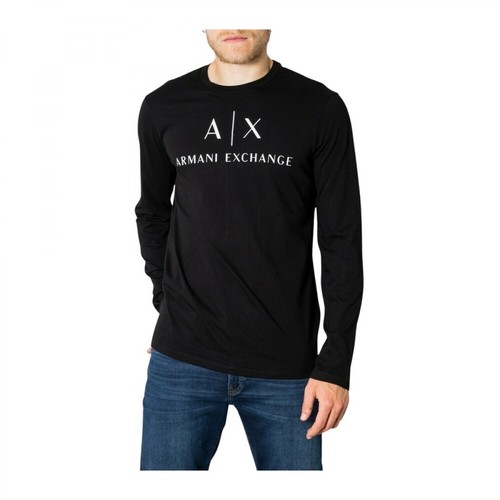 Armani Exchange, T-Shirt Czarny, male, 500.00PLN