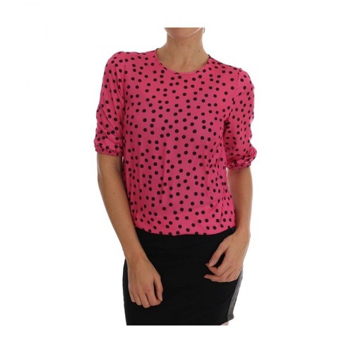 Dolce & Gabbana, Polka Dotted jedwabna bluzka Różowy, female, 1137.00PLN