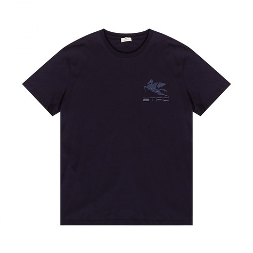 Etro, Logo T-shirt Niebieski, male, 719.00PLN