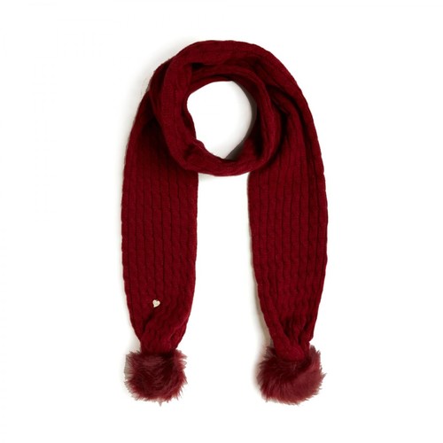 Guess, Knitted scarf with PomPom Czerwony, female, 135.00PLN