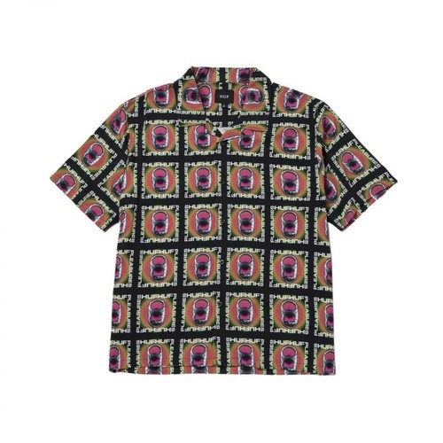 HUF, short-sleeved t-shirt pop rayon woven x pleasures Czarny, male, 621.00PLN