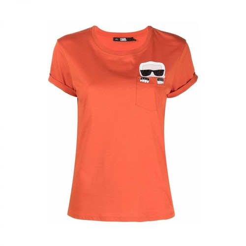 Karl Lagerfeld, Ikonik pocket T-shirt Pomarańczowy, female, 406.00PLN