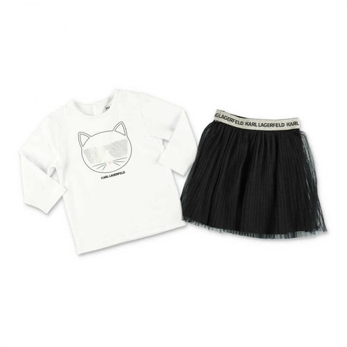 Karl Lagerfeld, set with t-shirt and tulle skirt Biały, female, 397.00PLN