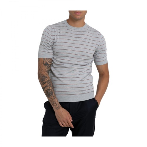 Lardini, Lined Print T-Shirt Szary, male, 1373.00PLN