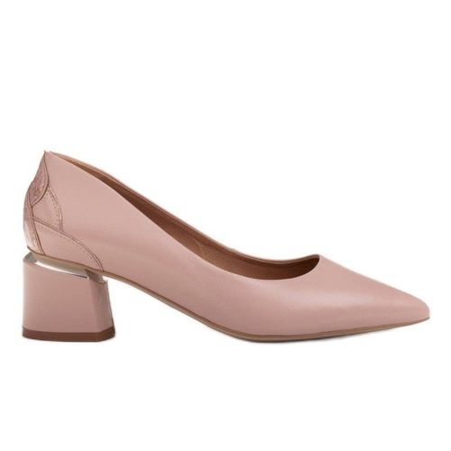 Marco Shoes Czółenka z różowej skóry z kwiatowym wzorem 289.00PLN