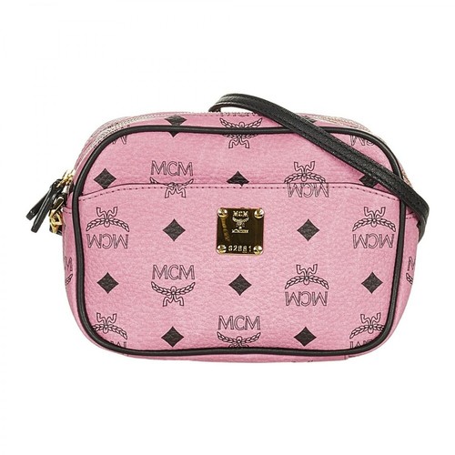 MCM Pre-owned, Visetos Leather Crossbody Bag Różowy, female, 2742.75PLN