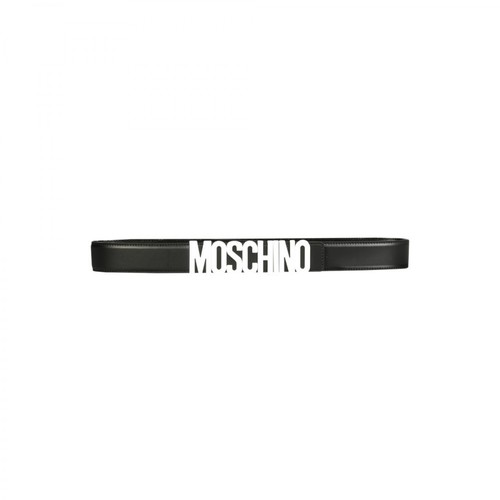 Moschino, Belt With Logo Lettering Czarny, male, 894.00PLN