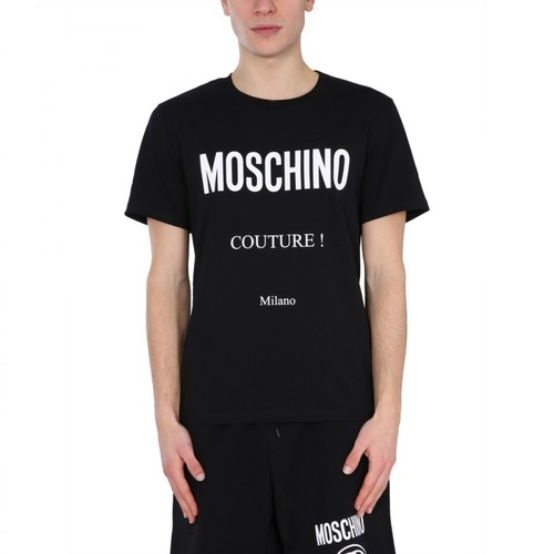 Moschino, Crew Neck T-Shirt Czarny, male, 584.00PLN