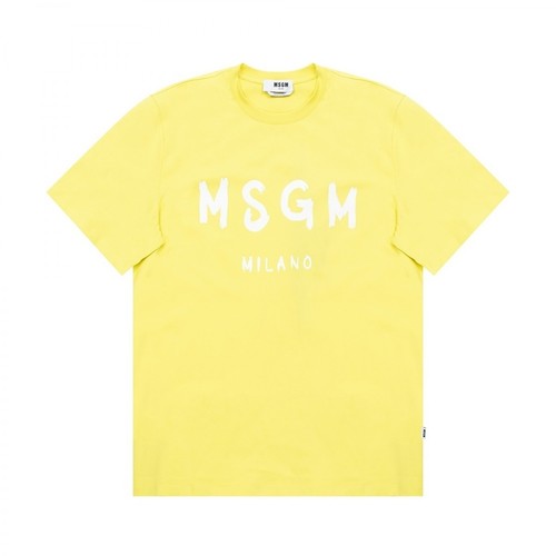 Msgm, Logo T-shirt Żółty, male, 456.00PLN