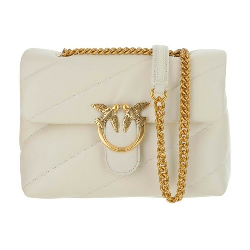 Pinko, Bag made of leather with maxi quilting oblique Beżowy, female, 1388.00PLN