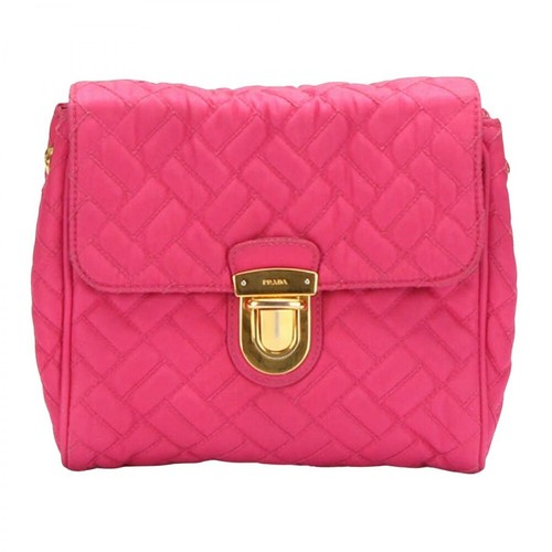 Prada Vintage, Pre-owned Quilted Tessuto Crossbody Bag Różowy, female, 3102.67PLN
