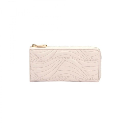 Salvatore Ferragamo Pre-owned, Wave Quilted Leather Long Wallet Beżowy, female, 1533.00PLN