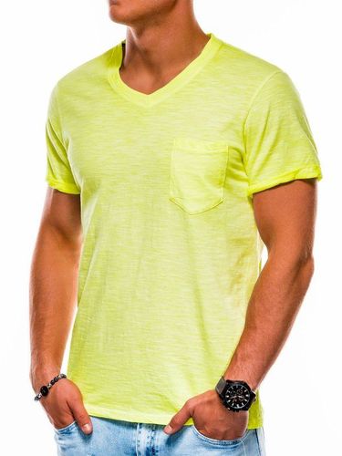 T-shirt męski bez nadruku S1053 - żółty 9.99PLN