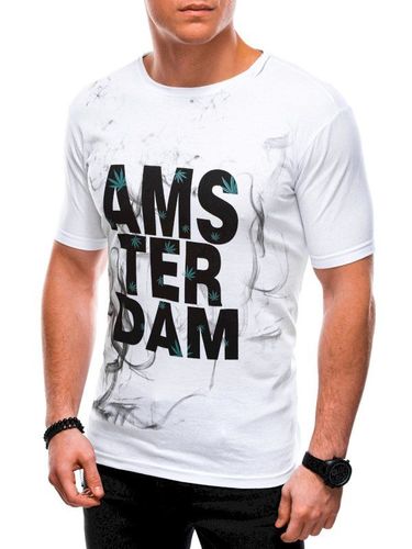 T-shirt męski z nadrukiem 1459S - biały 14.99PLN
