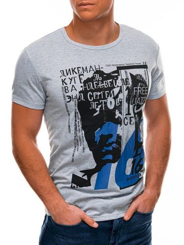 T-shirt męski z nadrukiem 1502S - szary 13.99PLN