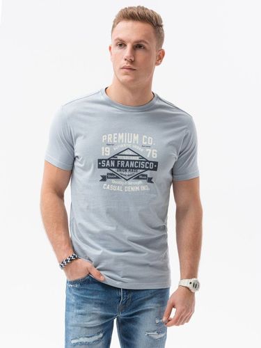 T-shirt męski z nadrukiem S1434 V-20A - niebieski 29.00PLN