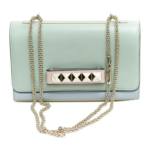 Valentino Vintage, Pre-owned Rockstud Clutch in Leather Zielony, female, 3097.84PLN