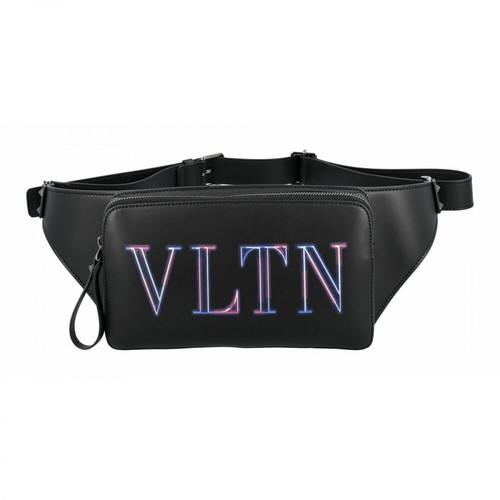 Valentino, Vltn Neon Leather Belt Bag Czarny, male, 3693.38PLN