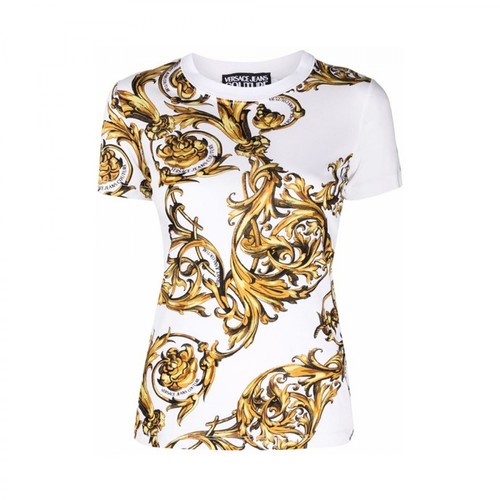 Versace Jeans Couture, Regalia Baroque print T-shirt Biały, female, 730.00PLN