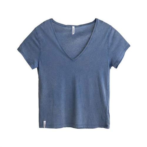 360 Icôn, Simple oversize V-neck T-shirt Niebieski, female, 243.39PLN