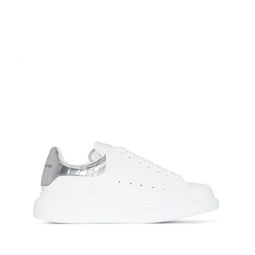Alexander McQueen, Chunky Low-Top Leather Sneakers with Metallic Effect Biały, female, 2052.00PLN