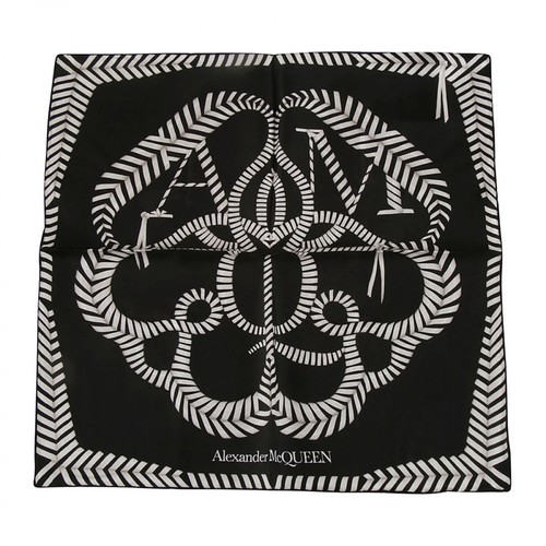 Alexander McQueen, Whipstitch logo-print silk scarf Czarny, female, 502.00PLN