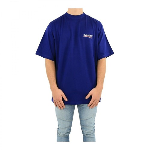 Balenciaga, Large Fit T-Shirt Niebieski, male, 2216.17PLN