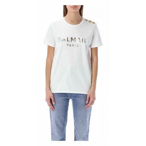 Balmain, T-Shirt Xf1Ef005Bb28 Biały, female, 1655.04PLN