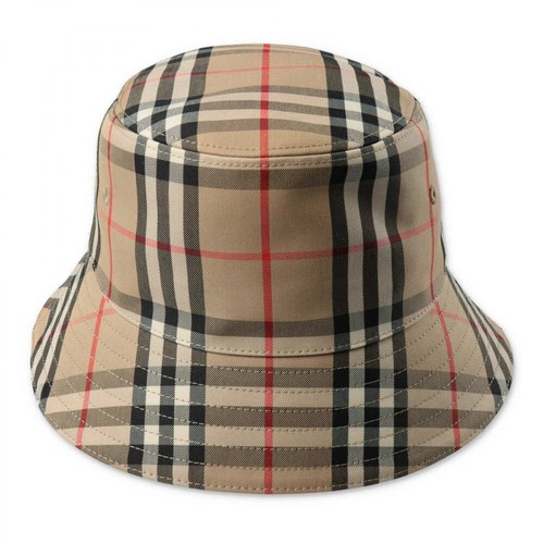 Burberry, Checked bucket hat Brązowy, unisex, 958.00PLN