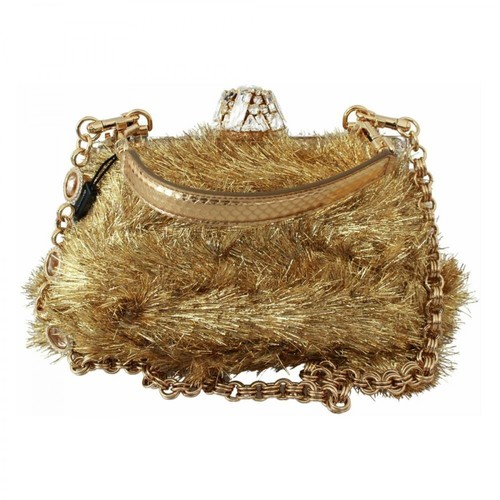 Dolce & Gabbana, Crystals Clutch Shoulder Bag Vanda Żółty, female, 17240.00PLN