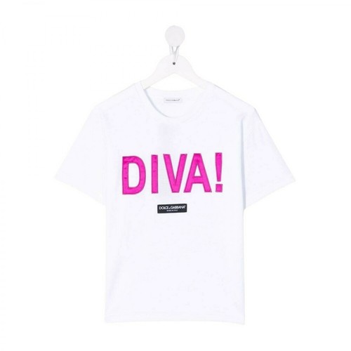 Dolce & Gabbana, Diva print T-shirt Biały, female, 662.00PLN