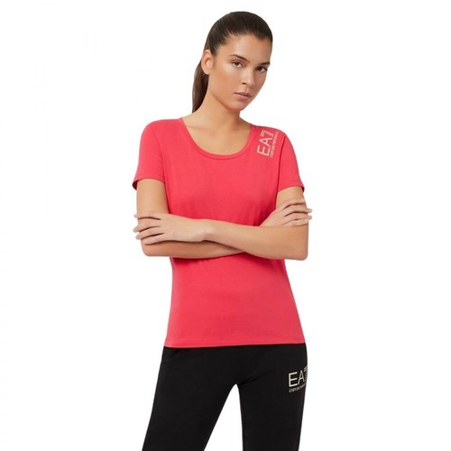 Emporio Armani EA7, T-Shirt Różowy, female, 374.00PLN