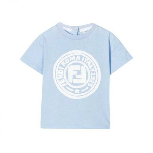 Fendi, T-Shirt Bmi211-7Aj-F06D6 Niebieski, male, 913.70PLN