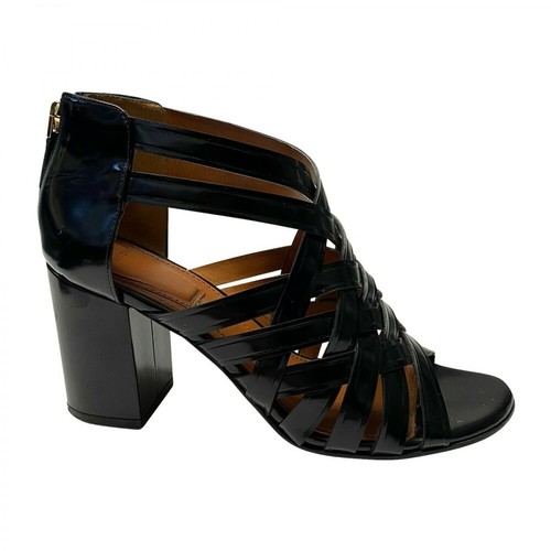 Givenchy Pre-owned, Strappy Block Heels in Leather Czarny, female, 2212.00PLN