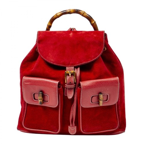 Gucci Vintage, Bamboo Backpack Czerwony, female, 2401.50PLN