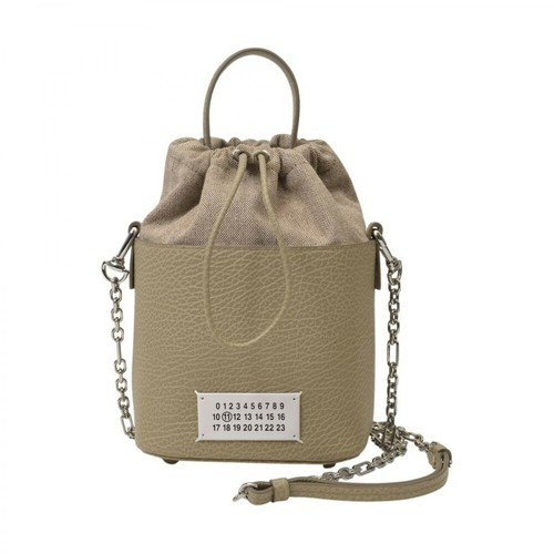 Maison Margiela, 5Ac Bucket Bag in Leather Beżowy, female, 4539.15PLN