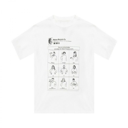 MM6 Maison Margiela, Printed T-shirt Biały, female, 593.00PLN