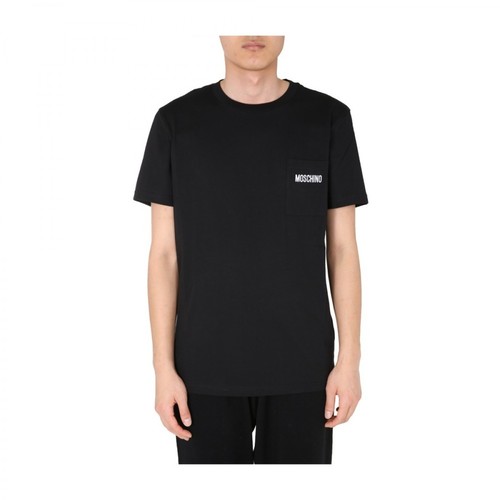 Moschino, Round Neck T-Shirt Czarny, male, 511.00PLN